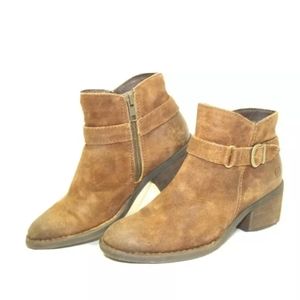 Born -Brown Suede Ankle Boots and Heel 5.5 womens
